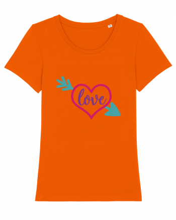 Love in heart with arrow Bright Orange