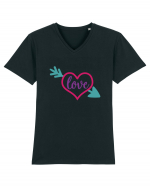 Love in heart with arrow Tricou mânecă scurtă guler V Bărbat Presenter