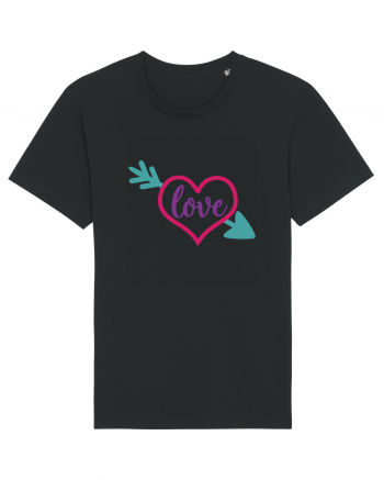 Love in heart with arrow Black