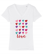 Love with Hearts Tricou mânecă scurtă guler V Damă Evoker