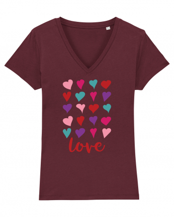 Love with Hearts Burgundy