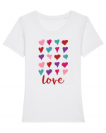 Love with Hearts Tricou mânecă scurtă guler larg fitted Damă Expresser