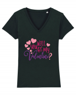 Will you be my Valentine Tricou mânecă scurtă guler V Damă Evoker