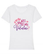 Will you be my Valentine Tricou mânecă scurtă guler larg fitted Damă Expresser