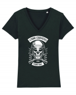 Strong Army Skull White Tricou mânecă scurtă guler V Damă Evoker