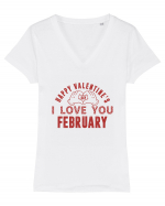 Happy Valentine's Classic Retro Tricou mânecă scurtă guler V Damă Evoker