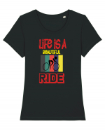 Life Is A Beautiful Ride Tricou mânecă scurtă guler larg fitted Damă Expresser