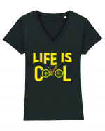 Life Is Cool Tricou mânecă scurtă guler V Damă Evoker