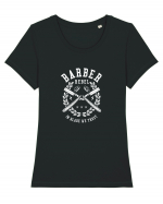 Rebel Barber White Tricou mânecă scurtă guler larg fitted Damă Expresser