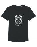 Rebel Barber White Tricou mânecă scurtă guler larg Bărbat Skater