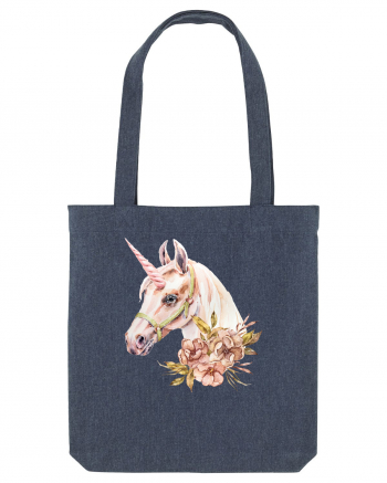 Watercolor Flower Unicorn Midnight Blue