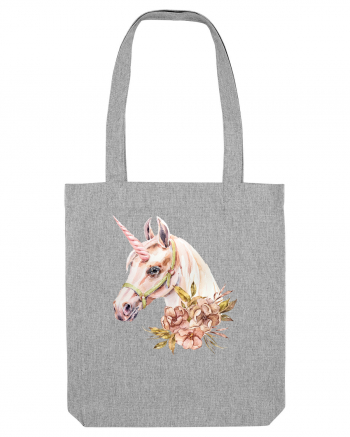 Watercolor Flower Unicorn Heather Grey