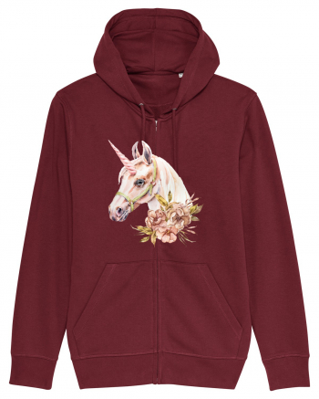 Watercolor Flower Unicorn Burgundy