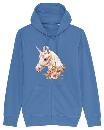 Watercolor Flower Unicorn Bright Blue