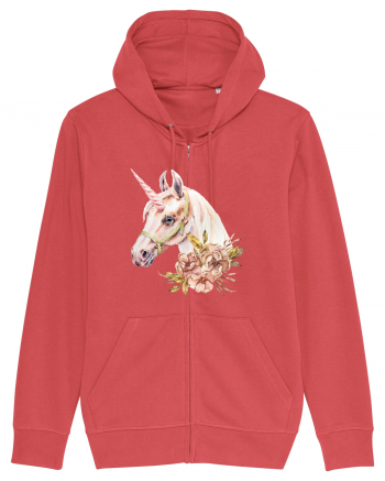 Watercolor Flower Unicorn Carmine Red