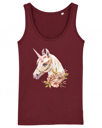 Watercolor Flower Unicorn Burgundy