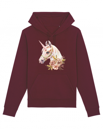 Watercolor Flower Unicorn Burgundy