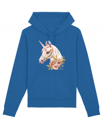 Watercolor Flower Unicorn Royal Blue