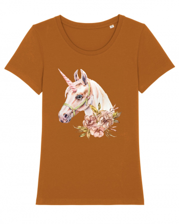 Watercolor Flower Unicorn Roasted Orange