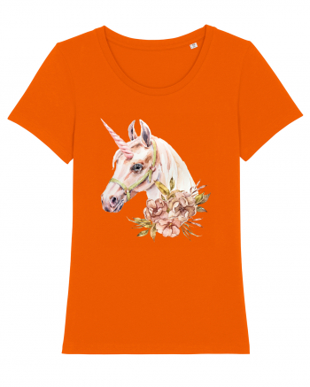 Watercolor Flower Unicorn Bright Orange