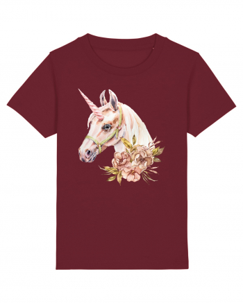 Watercolor Flower Unicorn Burgundy