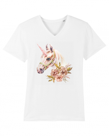 Watercolor Flower Unicorn White