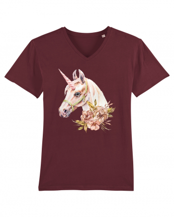 Watercolor Flower Unicorn Burgundy