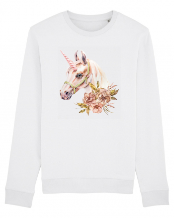 Watercolor Flower Unicorn White