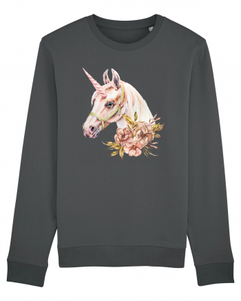 Watercolor Flower Unicorn Anthracite