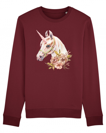 Watercolor Flower Unicorn Burgundy