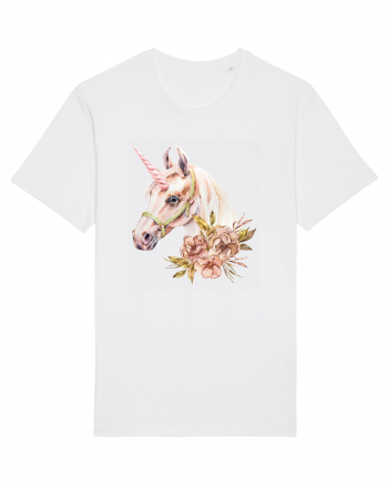 Watercolor Flower Unicorn White