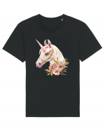 Watercolor Flower Unicorn Tricou mânecă scurtă Unisex Rocker