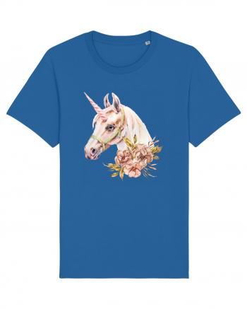 Watercolor Flower Unicorn Royal Blue