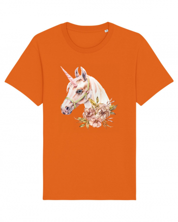 Watercolor Flower Unicorn Bright Orange