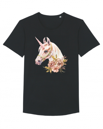 Watercolor Flower Unicorn Black