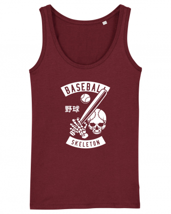 Baseball Skeleton White Burgundy