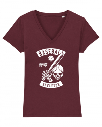 Baseball Skeleton White Burgundy