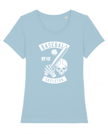 Baseball Skeleton White Sky Blue