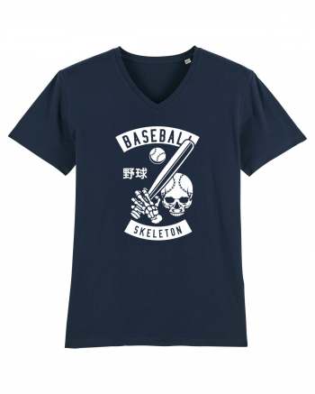 Baseball Skeleton White French Navy