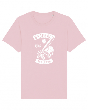 Baseball Skeleton White Cotton Pink