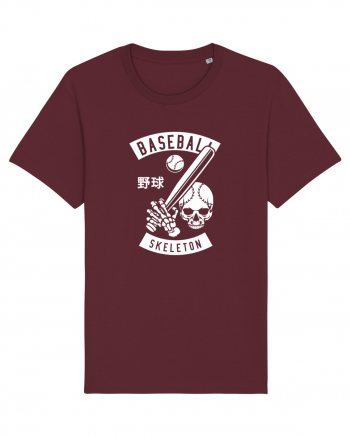 Baseball Skeleton White Burgundy