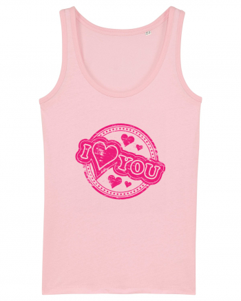 I Love You Pink Stamp Cotton Pink