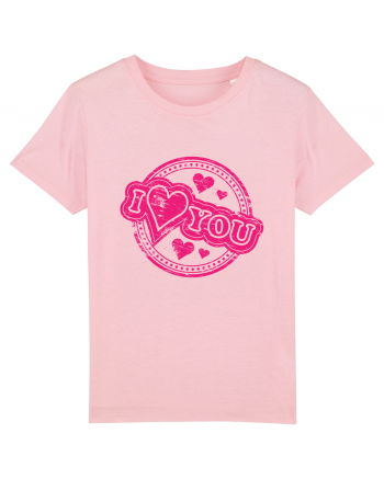 I Love You Pink Stamp Cotton Pink