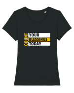 Count Your Blessings Today Tricou mânecă scurtă guler larg fitted Damă Expresser