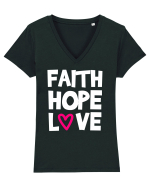 Faith Hope Love Tricou mânecă scurtă guler V Damă Evoker