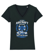 AIRCRAFT MECHANIC Tricou mânecă scurtă guler V Damă Evoker