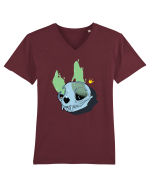 Cat skull on fire Tricou mânecă scurtă guler V Bărbat Presenter