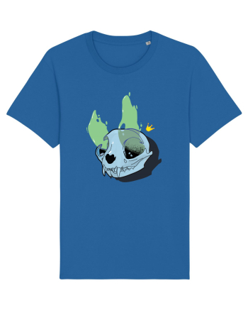 Cat skull on fire Royal Blue