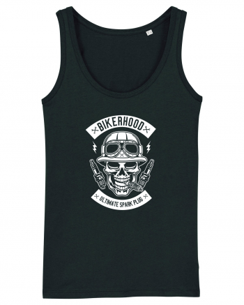 Biker Hood Skull White Black