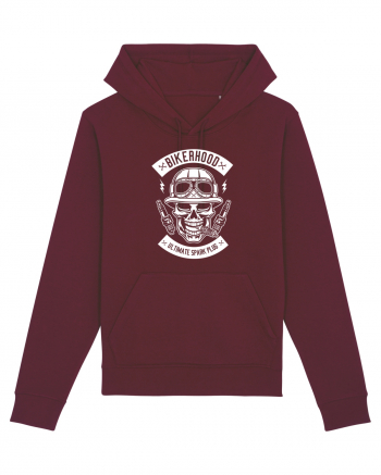 Biker Hood Skull White Burgundy